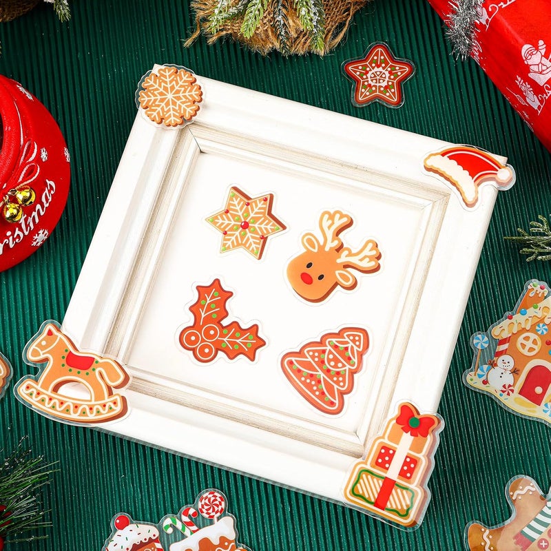 MARFOREVER 50 PCS Christmas Gel Window Clings, Reusable Gingerbread Man Theme Thick Gel Clings Stickers Decals for Christmas Kids Gift Toddlers Classroom Xmas Party Supplies Window Glass Decoration - Image 5